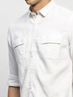 Men White Solid Shirt-ANAH-1677-White