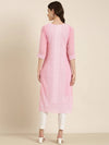 Women Pink Embellished Straight Kurta-SKC-1243-Pink