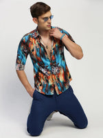 Men Blue Floral Shirt-PRISM-1701-Blue