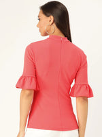 Veni Vidi Vici Coral Frilled Sleeve Top