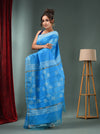 Sky Blue Blended Silk Handwoven Saree With Flower Designs-MA50BSL34710013