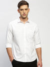 Men White Solid Shirt-RAYMONDSDOBBY-265-White