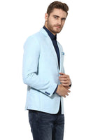 Hangup Men Standard Solid Men Formalwear-AquaLinenBlazer