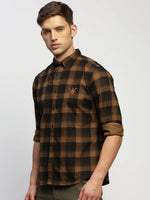 Men Brown Checked Shirt-CLEON-1802-Brown