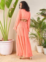 Women Peach Waist Cut-Out Maxi Dress