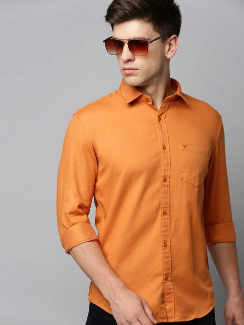 Men Orange Solid Casual Shirt-PRO-ETWILL-4679-Orange