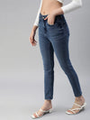 Women's Blue Solid Denim Slim Jeans-GZ-5145-Blue