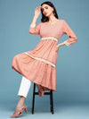 Women's Pink Solid Empire Kurti-ON-578-Peach