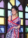 Blue Muslin Saree With Jamdani Designs-MA64MS401190019