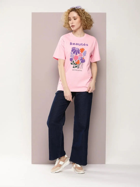 Dillinger Pink Graphic Oversized T-Shirt-WMNCR462PINK-XS