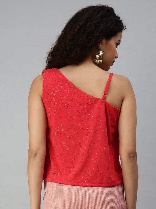 Women's Embellished Red Top-AE-10192-Redgold