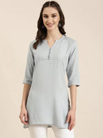 Women Grey Solid Straight Kurti-NJ-638115-Grey