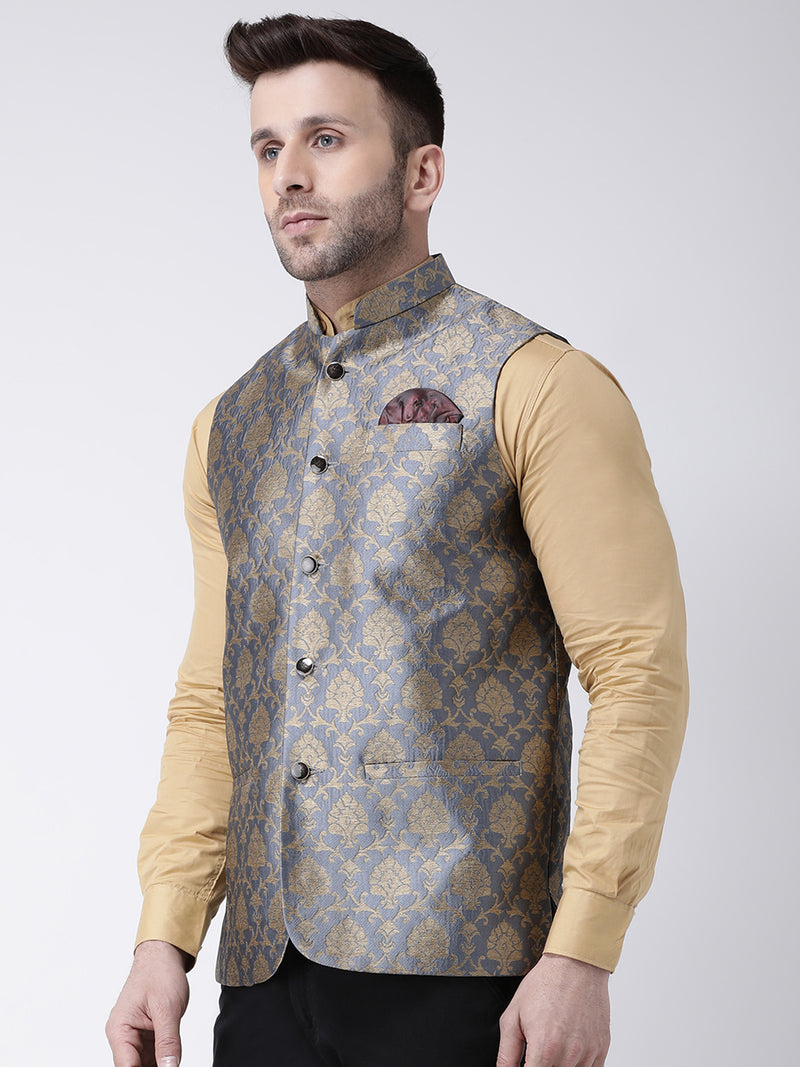 Hangup Men Standard Solid Men's Indian Wear-134AJacquardNehru