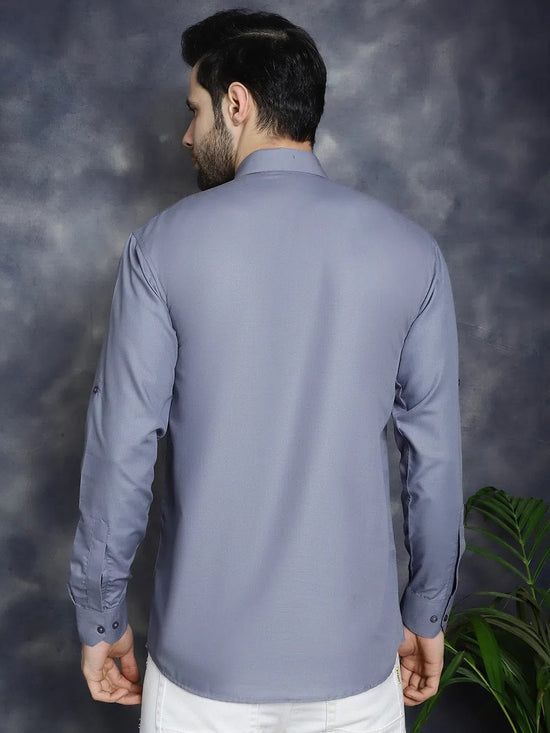 Men's Light Grey Solid Short Kurtas-KO-5037Light-Grey