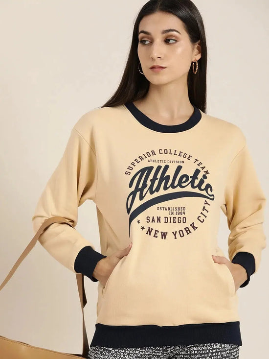 Dillinger Beige Typographic Oversized Sweatshirt