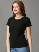 Women's Black Solid Top-AE-10450-Black