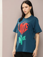 Dillinger Blue Graphic Oversized T-Shirt-WMNCR420PED-XS