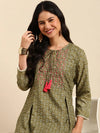 Women's Olive Printed Kurta Set-BCSK-1511-Olive