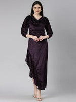 Women Purple Striped Gown Dress-8I-10008-Purple