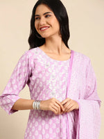 Women's Lavender Printed Kurta Set-AT-A576-Lavender