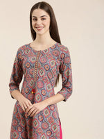 Women Multi Printed Straight Kurta-AT-A828-K-Multi