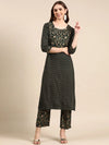 Women's Green Printed Kurta Set-RF-1307-Green