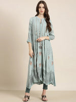 Women Blue Floral A-Line Kurta-RF-1597-Blue