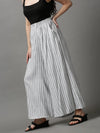 Women's White Striped Culotte-AE-10424-2-White