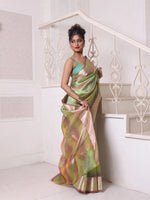 Green Dual-Tone Tissue Saree With Zari Borders-MA64TIS46610003