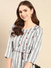 Women's Grey Printed Straight Kurta-SKC-3123-Grey