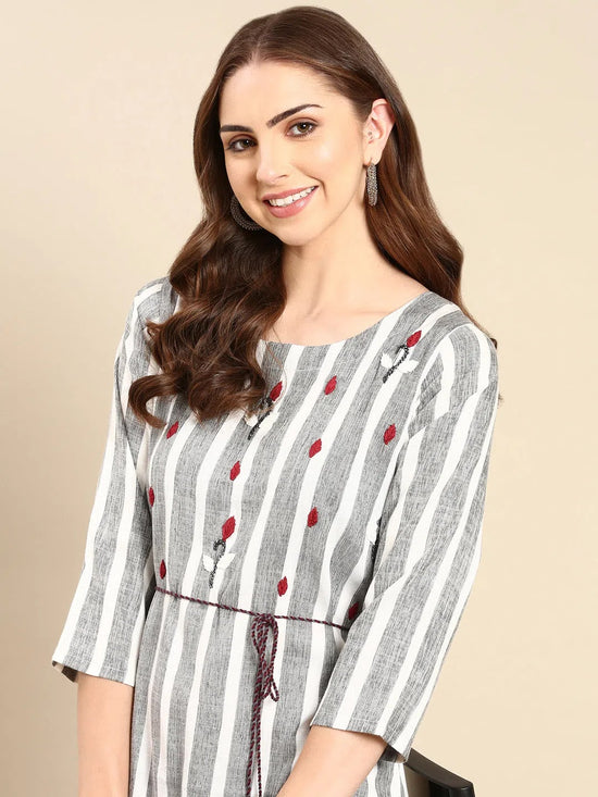 Women's Grey Printed Straight Kurta-SKC-3123-Grey