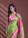 Green Silk Soft Saree With Paisley Print-MA60BSL01400041