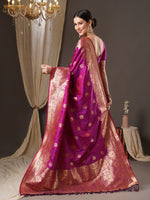 Saree Mall Women's  Blend Magenta Woven Design Designer Saree With Blouse Piece-13PAKHI1408