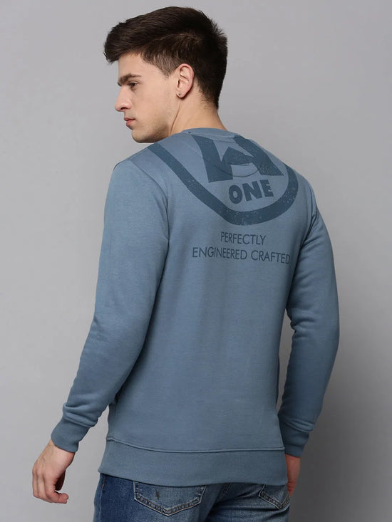 Men Blue Solid Sweatshirt-SCAW-37-Teal