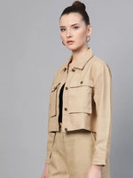 Women Solid Standard Beige Jacket