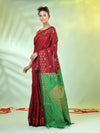 Maroon Cotton Saree With Geomatric Patterns-MA66BCT43830036