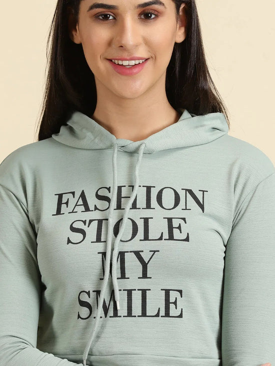 Women's Sea Green Printed Sweatshirt-AE-10641-Seagreen