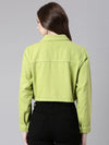 Women Lime Green Solid Denim Jacket-GZ-5600-Limegreen