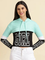 Women's Sea Green Colourblock Sweatshirt-AF-1751-Seagreen