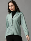 Women's Green Solid Open Front Blazer-AE-31042-Green