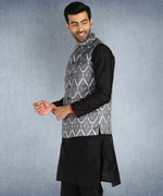 Hangup Men Standard Printed Men's Indian Wear-ST0311271_Grey_PrntNehru