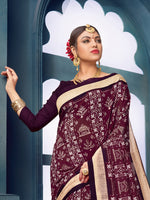 Saree Mall Women's Bhagalpuri  Burgundy Printed Designer Saree With Blouse Piece-13WOM13910B