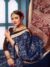 Saree Mall Women's Bhagalpuri  Navy Blue Printed Designer Saree With Blouse Piece-13WOM13910C