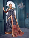 Saree Mall Women's Bhagalpuri  Navy Blue Printed Designer Saree With Blouse Piece-13WOM13910C