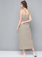 Rainbow Stripes Strappy Maxi Dress