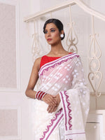 Off White Cotton Handwoven Jamdani Saree-MA64JM401380035