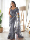 Saree Mall Women's Net Grey Embellished Designer Saree With Blouse Piece-AAVYA703