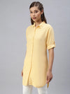 Women's Mustard Solid Shirt Dress-AE-444584-Mustard