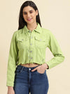 Women's Fluorescent Green Solid Open Front Jacket-GZ-5599-Fluorescentgreen