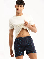 Men's Navy Blue Printed Boxer-AM-126-17-Navyblue